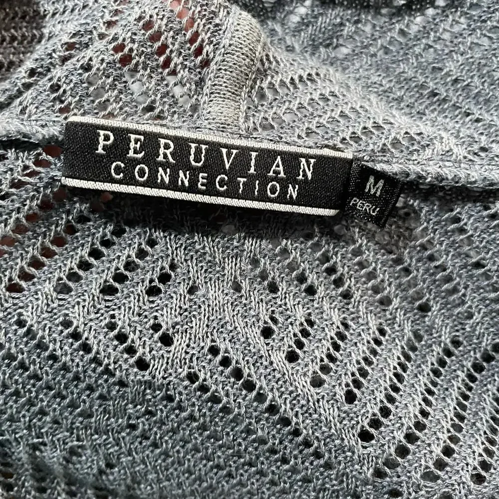 Peruvian Connection Sweater Cardigan Sz M Pima‎ Cotton Open Front Waterfall